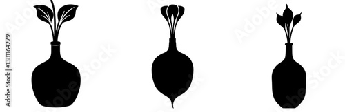 Beet Bottle Silhouette Vector Art on White Background