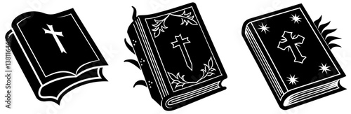 Bible Book Silhouette Vector Art
