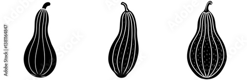  Bitter Gourd Silhouette Vector Art