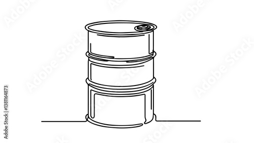 minimalist continuous one line drawing illustration of a realistic oil barrel