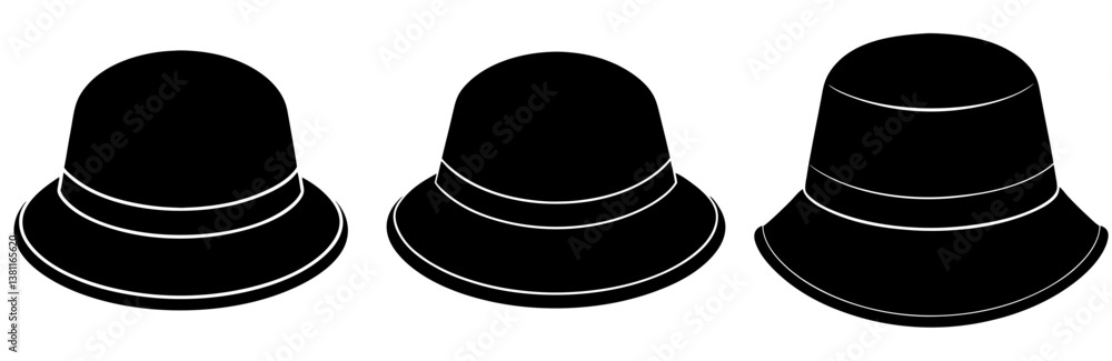 Bucket hat silhouette vector art White background Bucket hat silhouette vector art White background