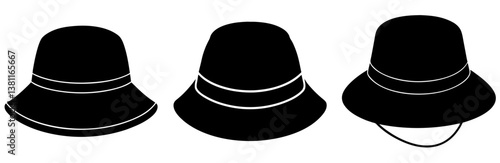 Bucket hat silhouette vector art White background