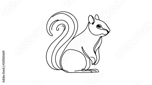 squirrel one line drawing
