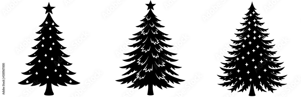Fototapeta premium Christmas Tree Silhouette Vector Art
