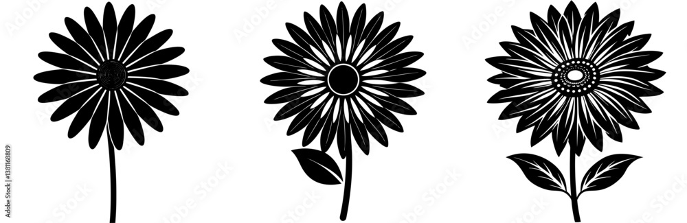 Fototapeta premium Daisy Flower Silhouette Vector Art