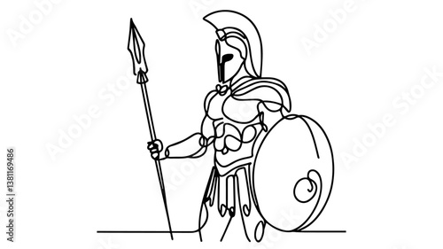 Fotografie minimalist continuous one line drawing illustration of a realistic standing full