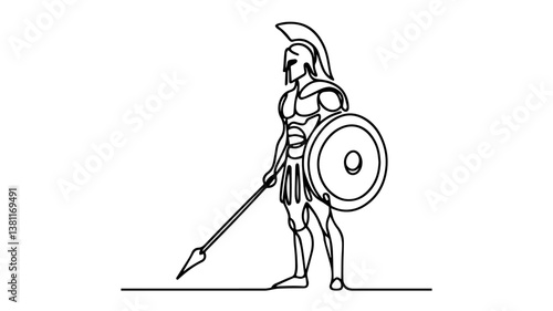 Spartan warrior one continuous line drawing