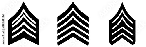 First Sergeant Rank Silhouette Vector Art on White Background

