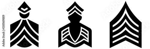 First Sergeant Rank Silhouette Vector Art on White Background


