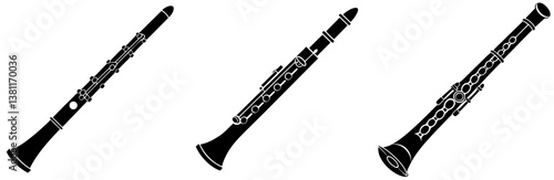 Flute Silhouette Vector Art on White Background