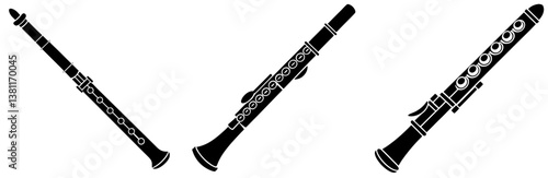 Flute Silhouette Vector Art on White Background