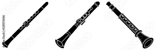 Flute Silhouette Vector Art on White Background