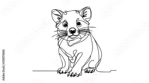minimalist continuous one line drawing illustration of a realistic tasmanian devil