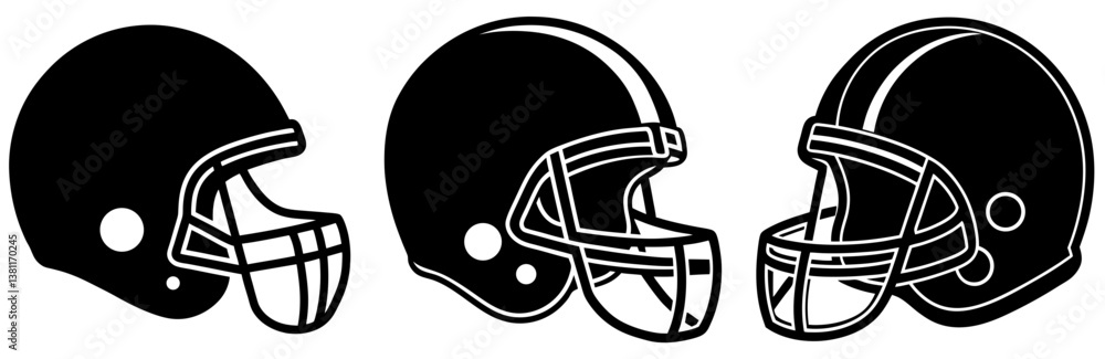 Naklejka premium Football Helmet Silhouette Vector Art on White Background