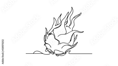 one continuous one line drawing illustration of a dragon fruit 