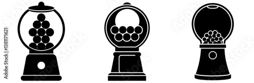 Gumball Machine Silhouette Vector Art on White Background