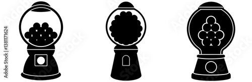 Gumball Machine Silhouette Vector Art on White Background