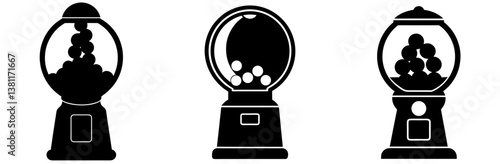 Gumball Machine Silhouette Vector Art on White Background