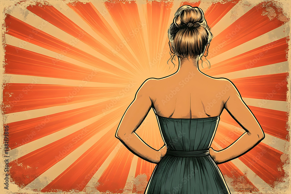 Woman back empowerment retro graphic Woman back empowerment retro graphic