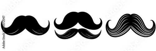 Handlebar Mustache Silhouette Vector Art on White Background