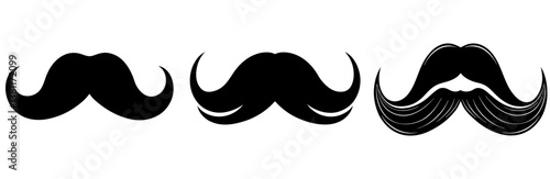 Handlebar Mustache Silhouette Vector Art on White Background