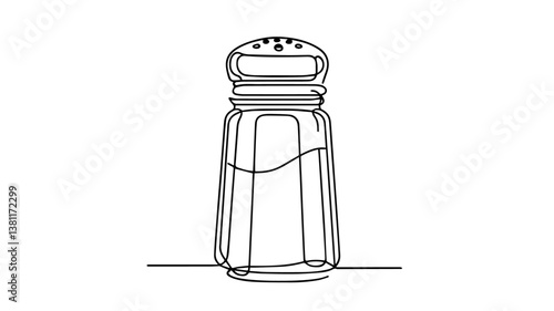 vector illustration of realistic Shaker with salt using one continuous line 
