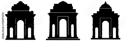 India Gate Silhouette Vector Art on White Background