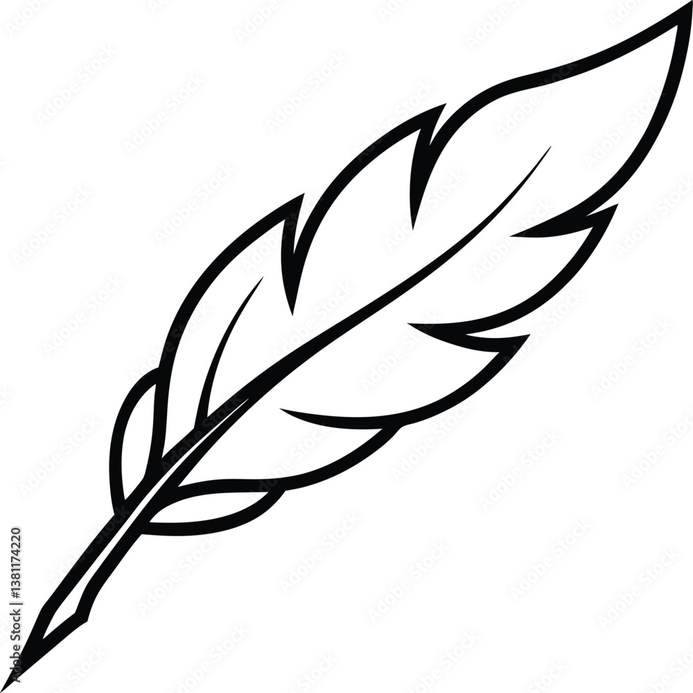 Fototapeta premium Feather with flying bird silhouette.