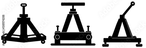 Lifting Jack Silhouette Vector Art on White Background