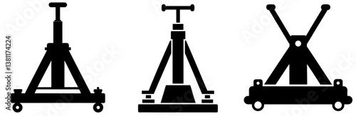 Lifting Jack Silhouette Vector Art on White Background