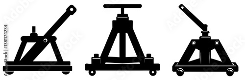 Lifting Jack Silhouette Vector Art on White Background