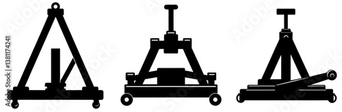 Lifting Jack Silhouette Vector Art on White Background