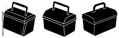 Lunch Box Silhouette Vector Art on White Background