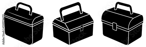 Lunch Box Silhouette Vector Art on White Background