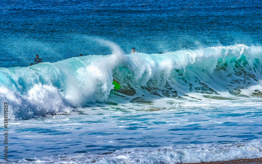 Surfboard Wipe Out Wave Banzai Pipeline North Shore Oahu Hawaii