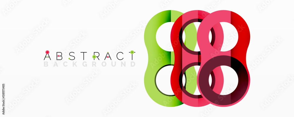 Naklejka premium Colorful overlapping circles create modern abstract design. Vibrant hues, smooth gradients, dynamic composition. Perfect for backgrounds, presentations, branding.