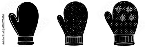 Mitten Silhouette Vector Art on White Background