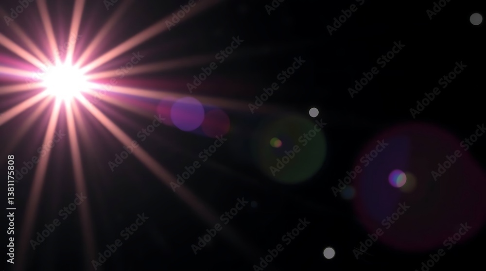 Fototapeta premium Bright lens flare in dark background