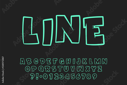 Alphabet Lineout Blue Type Cartoon Vector