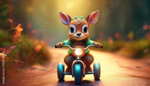 Rehkitz auf einem Roller