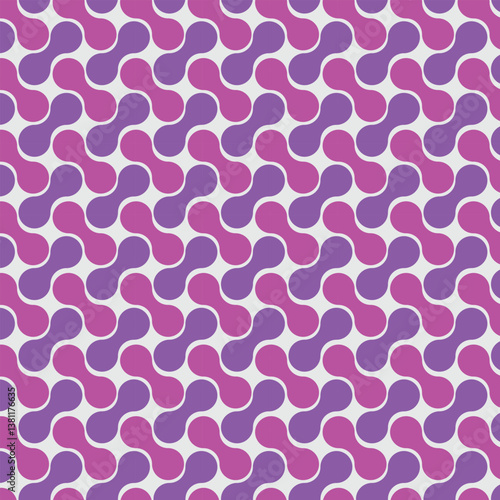 Geometric pattern with wavy shapes in purple and pink