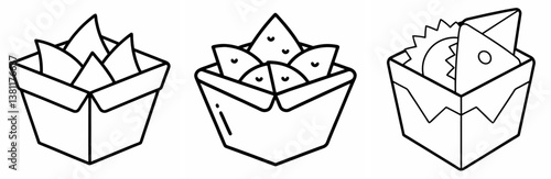 Nacho Box Outline Coloring Book Page Line Art Drawing Set