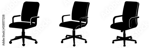 Office Chair Silhouette Vector Art on White Background