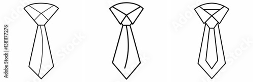 Office Tie Outline Coloring Book Page Line Art Drawing Set