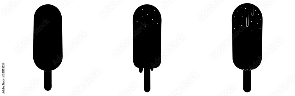 Popsicle Silhouette Vector Art on White Background Popsicle Silhouette Vector Art on White Background