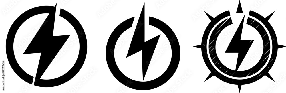 Power Symbol Silhouette Vector Art on White Background Power Symbol Silhouette Vector Art on White Background