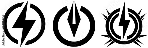 Power Symbol Silhouette Vector Art on White Background