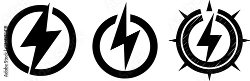 Power Symbol Silhouette Vector Art on White Background