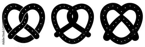 Pretzel Silhouette Vector Art on White Background