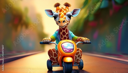 Giraffe auf Roller